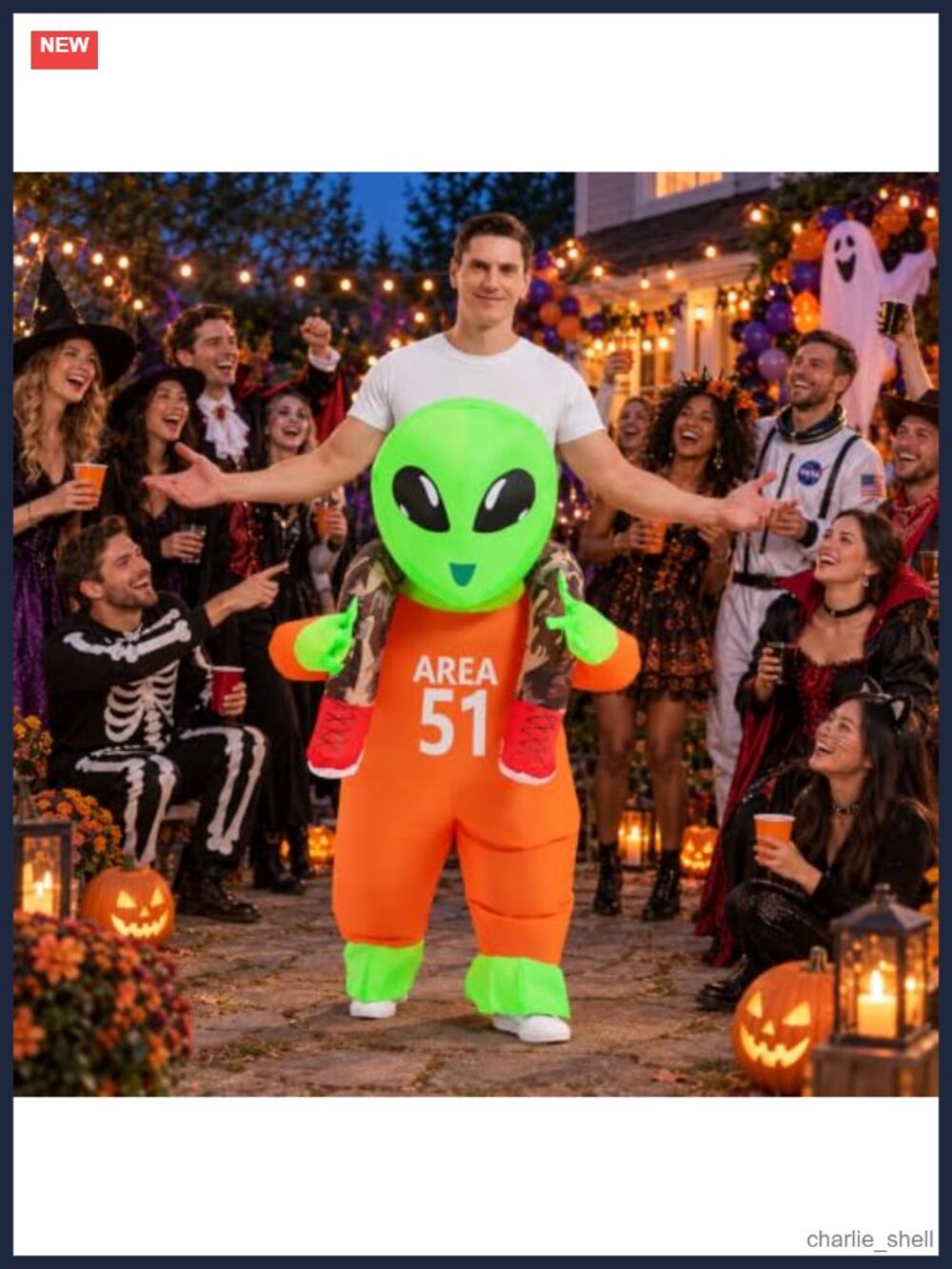Inflatable Alien Costume Halloween Blow Up Cosplay Suit - Picture 3 of 6